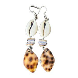 Cowire Shell Beaded Leopard Earrings